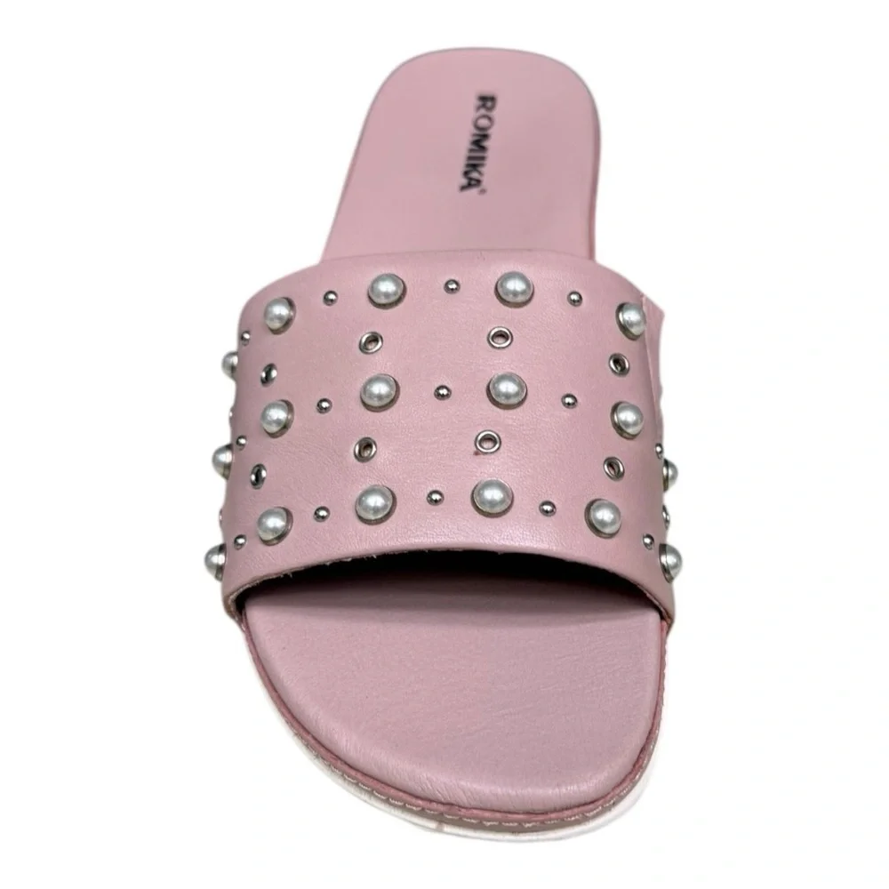 Romika Josef Seibel Florenz Studded Sandals Pink Pearl Slide EU 37/ 6.5-7.0 - Picture 5 of 12